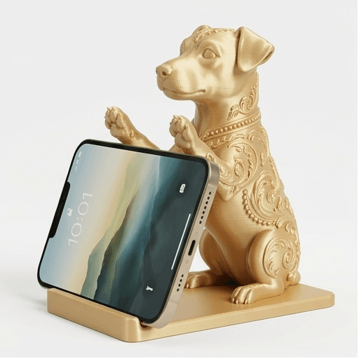ジャックラッセルテリアのルネサンス肖像画スマホスタンド(シルクゴールド)