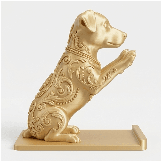 ジャックラッセルテリアのルネサンス肖像画スマホスタンド(シルクゴールド) 4