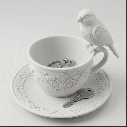 Star finch Renaissance Portrait Trinket Tray (Matte White)