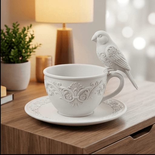 Star finch Renaissance Portrait Trinket Tray (Matte White) 2
