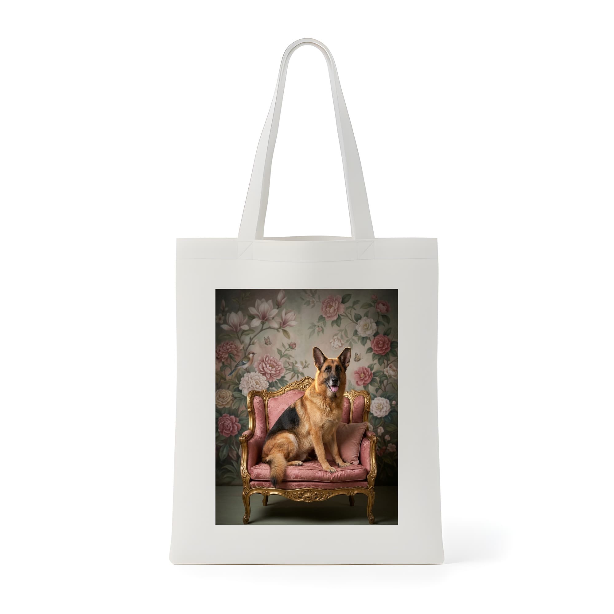 German shepherd Shabby Pink Oil-Painting Rococo Tote Bag