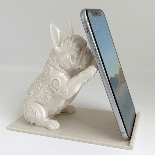 フレンチブルドッグのルネサンス肖像画スマホスタンド(シルクホワイト)
