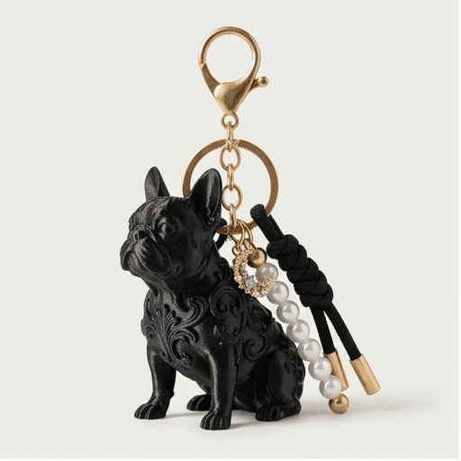 French bulldog Renaissance Portrait Keychain (Silky Black)