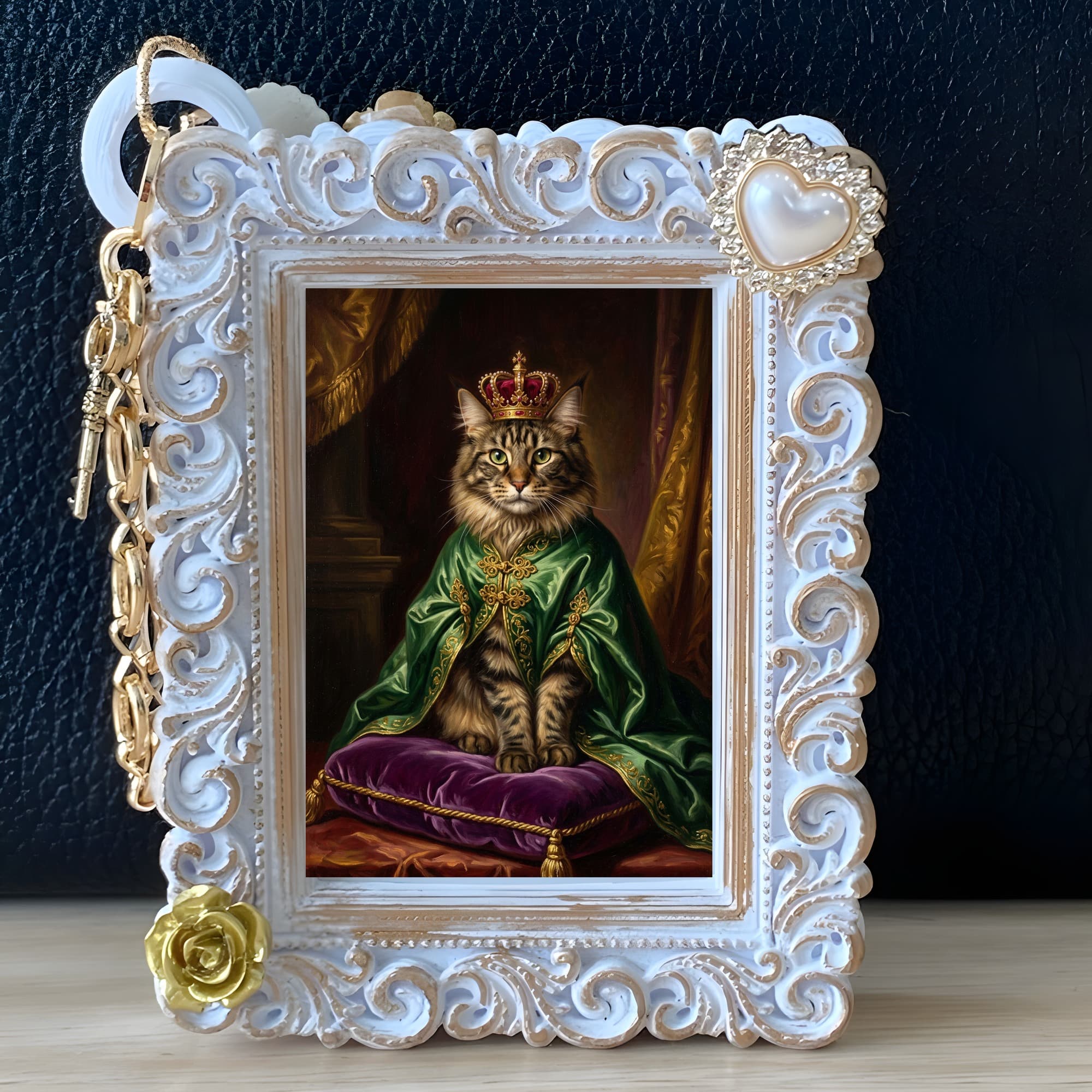 Maine Coon Renaissance Portrait Bag Charm (White) 5