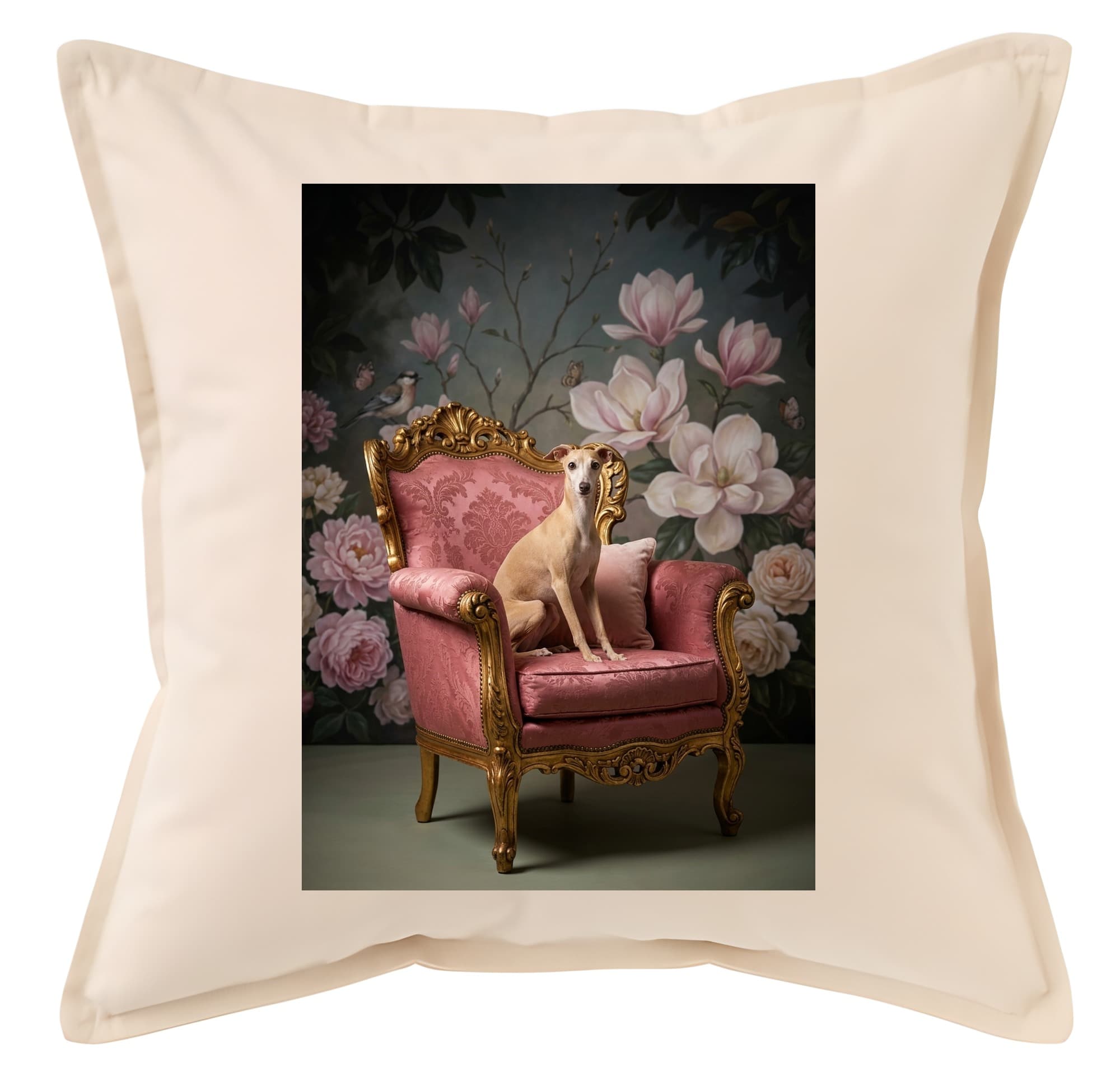 Italian greyhound Shabby Pink Oil-Painting Rococo Cushion