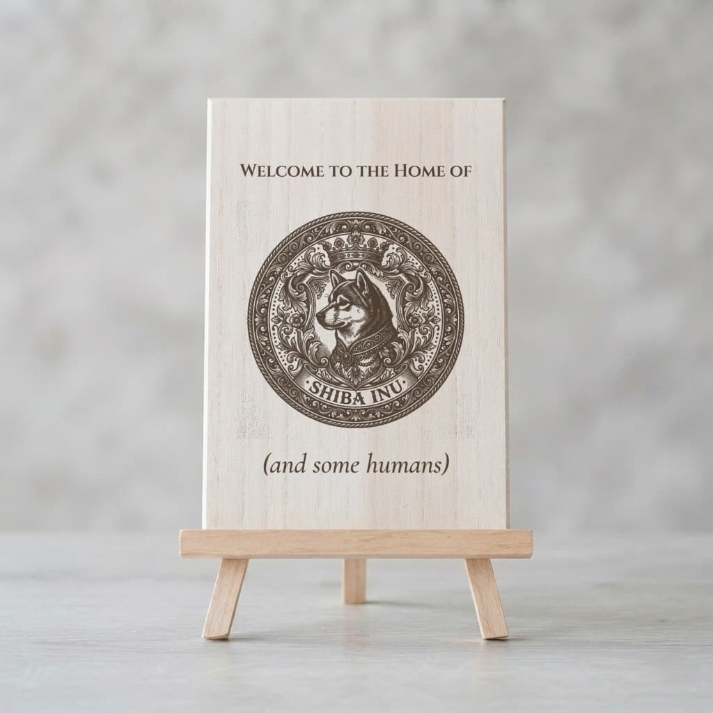 Shiba Inu Renaissance Portrait Wooden Welcome Board