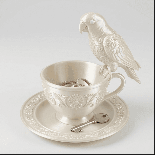 Meyer's Parrot Renaissance Portrait Trinket Tray (Pearl White)