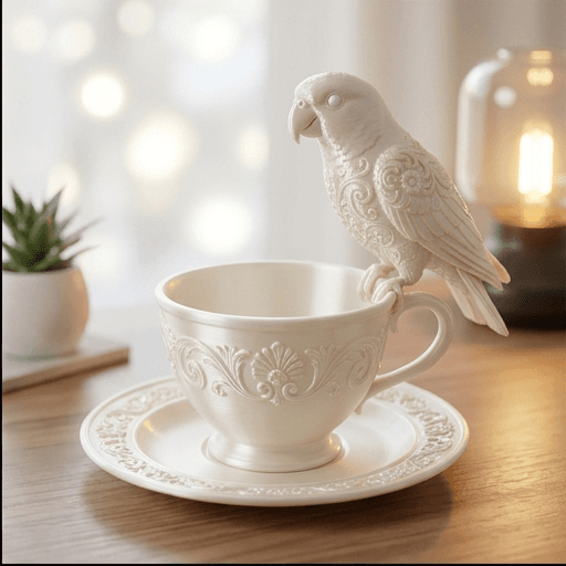 Meyer's Parrot Renaissance Portrait Trinket Tray (Pearl White) 2