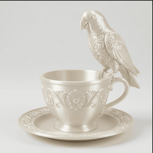 Meyer's Parrot Renaissance Portrait Trinket Tray (Pearl White) 3
