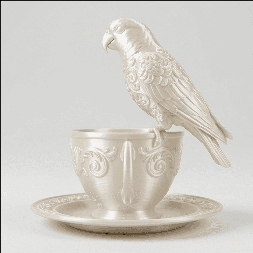 Meyer's Parrot Renaissance Portrait Trinket Tray (Pearl White) 4