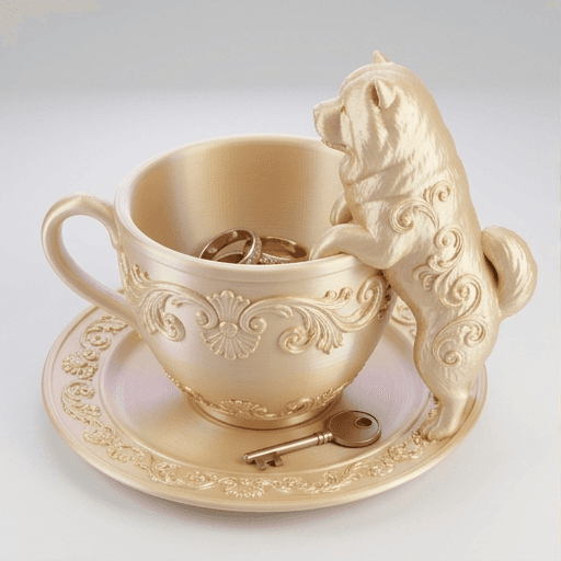 Chow Chow Renaissance Portrait Trinket Tray (Silky Gold)