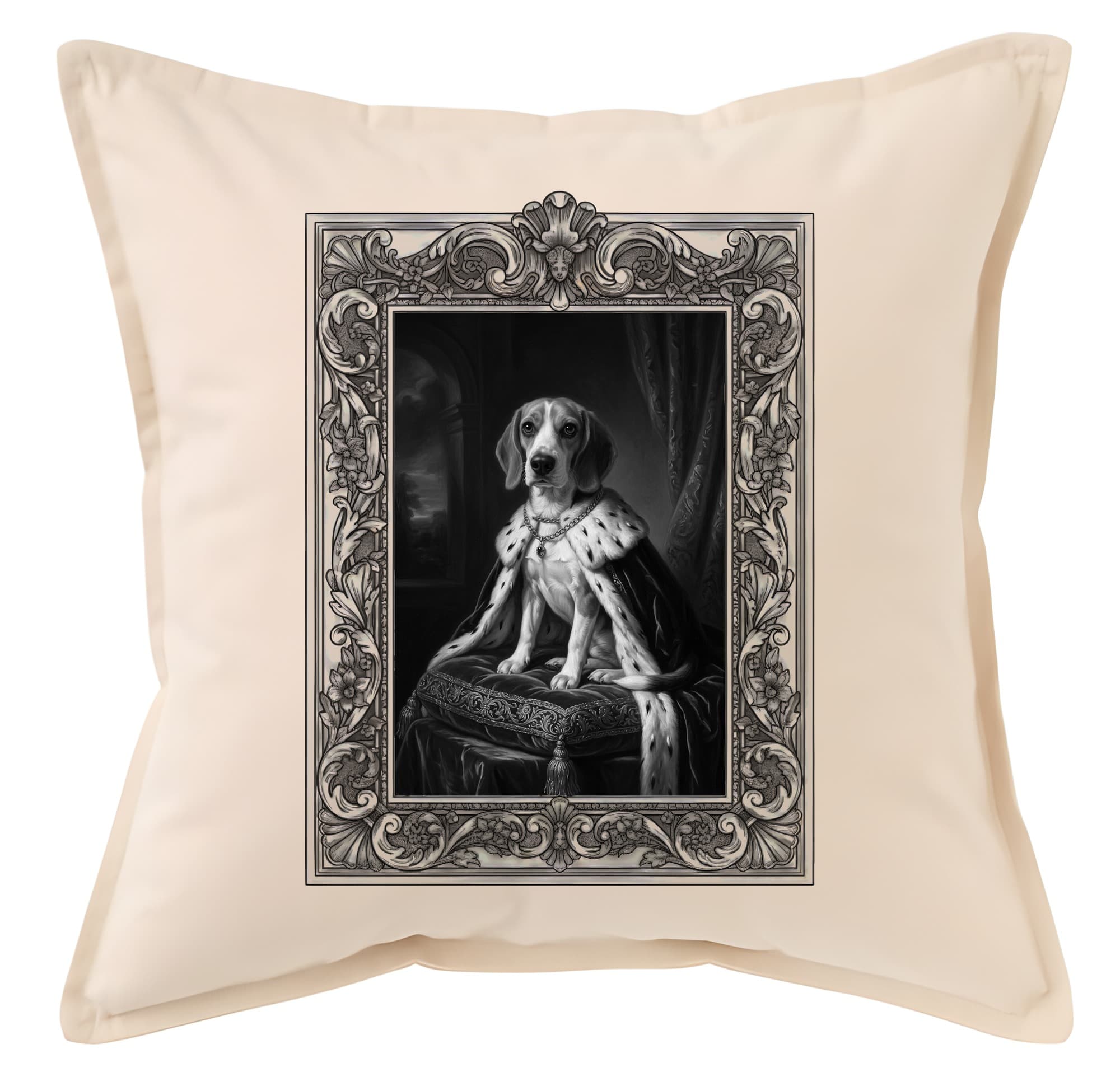 beagle Renaissance Portrait Throw Cushion (Framed Design)