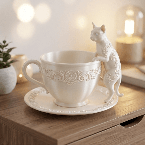 シャム猫のルネサンス肖像画アクセサリートレイ(シルクホワイト) 2