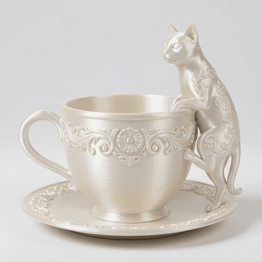 シャム猫のルネサンス肖像画アクセサリートレイ(シルクホワイト) 3