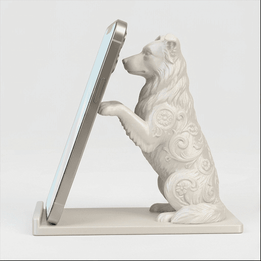 border collie Renaissance Portrait Phone Stand (Pearl White)