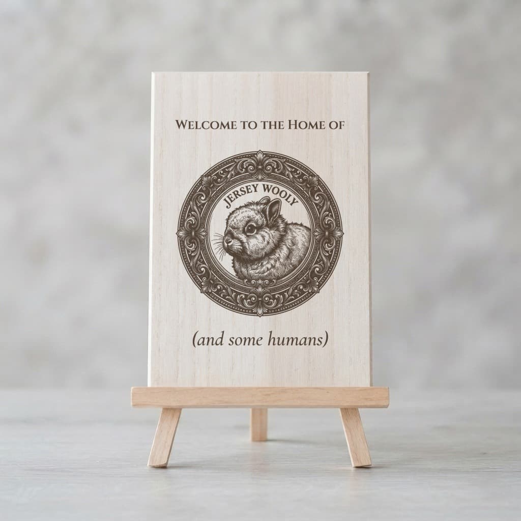 Jersey Wooly Renaissance Portrait Wooden Welcome Board