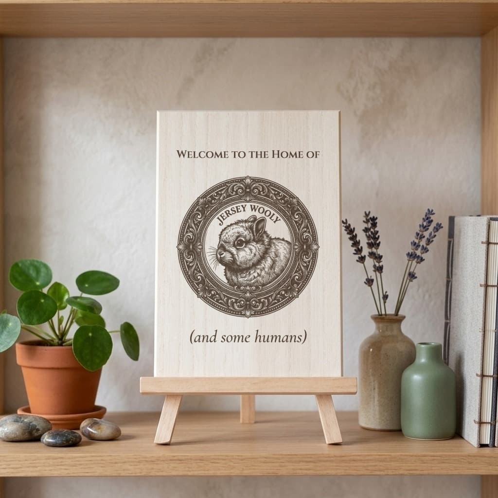 Jersey Wooly Renaissance Portrait Wooden Welcome Board 3