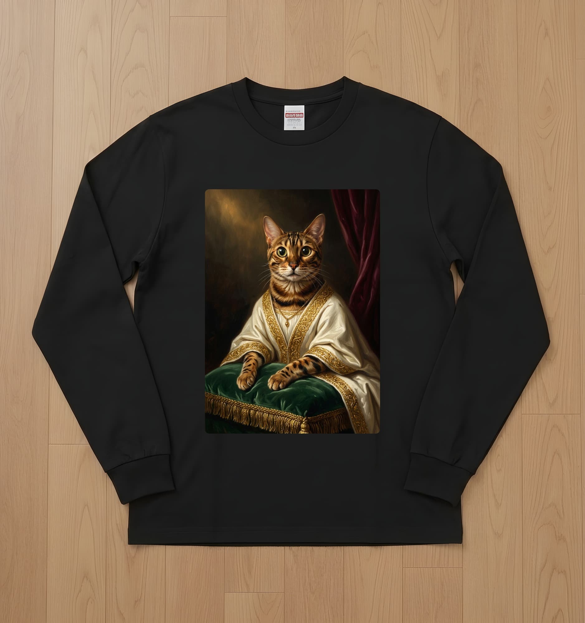 ベンガルのルネサンス肖像画長袖Tシャツ(ブラック)