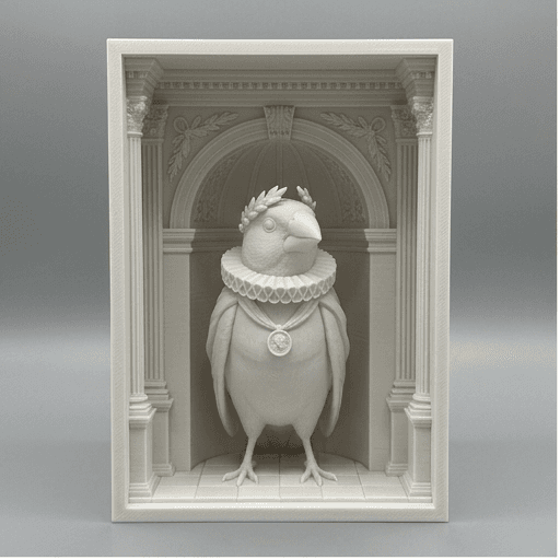 Bengalese finch Renaissance Portrait Booknook Diorama