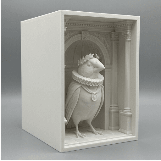 Bengalese finch Renaissance Portrait Booknook Diorama 2