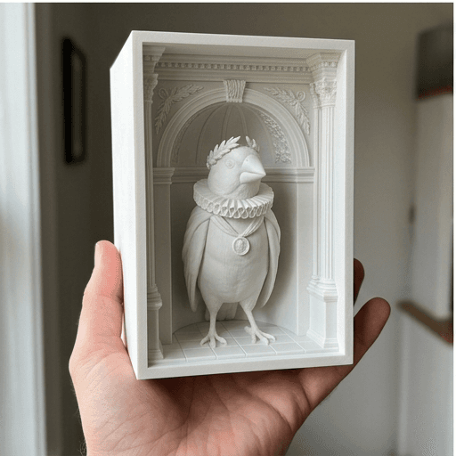 Bengalese finch Renaissance Portrait Booknook Diorama 3