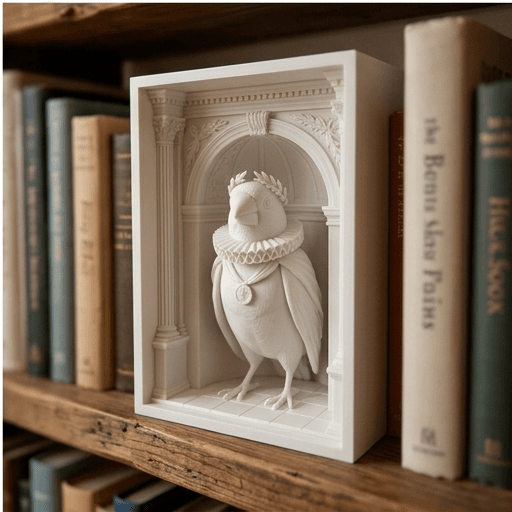 Bengalese finch Renaissance Portrait Booknook Diorama 4
