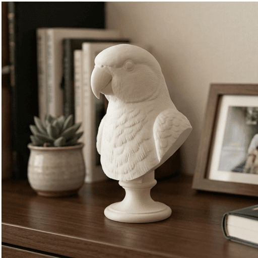 Rose-ringed Parakeet Renaissance Portrait Bust Sculpture