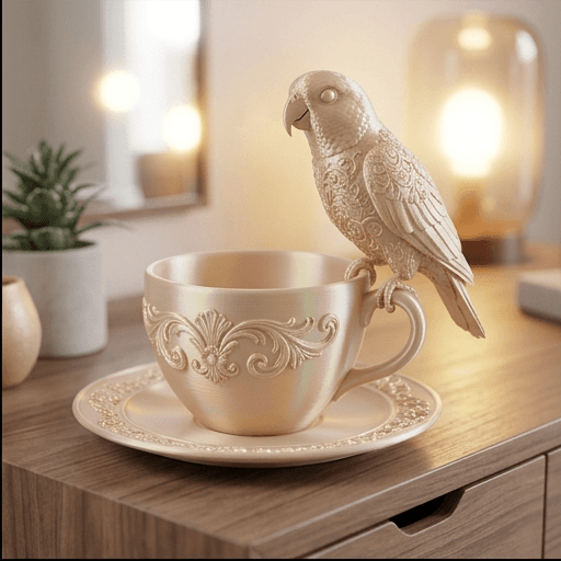 シロハラインコのルネサンス肖像画アクセサリートレイ(シルクゴールド) 2