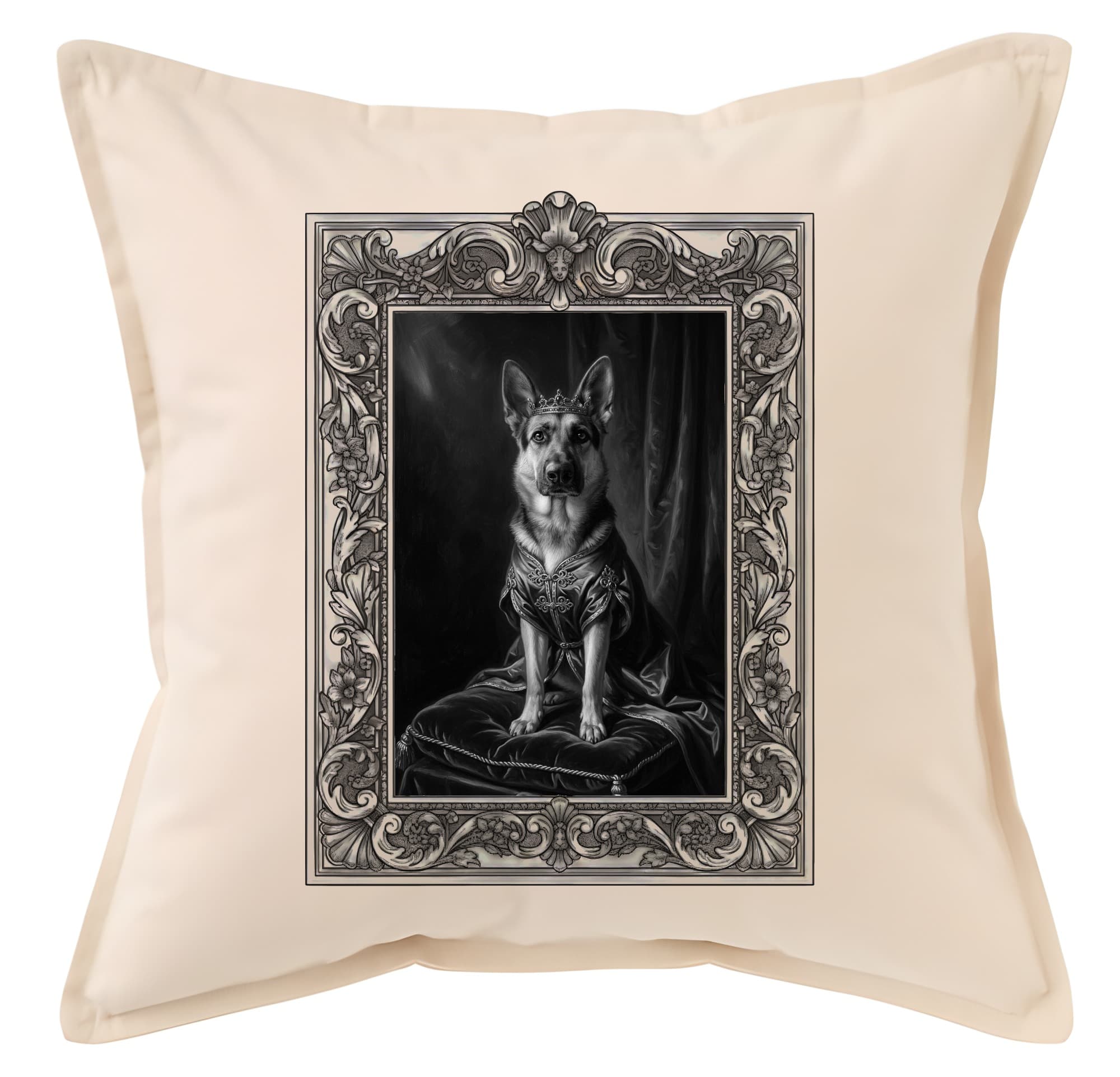 German shepherd Renaissance Portrait Throw Cushion (Framed Design)