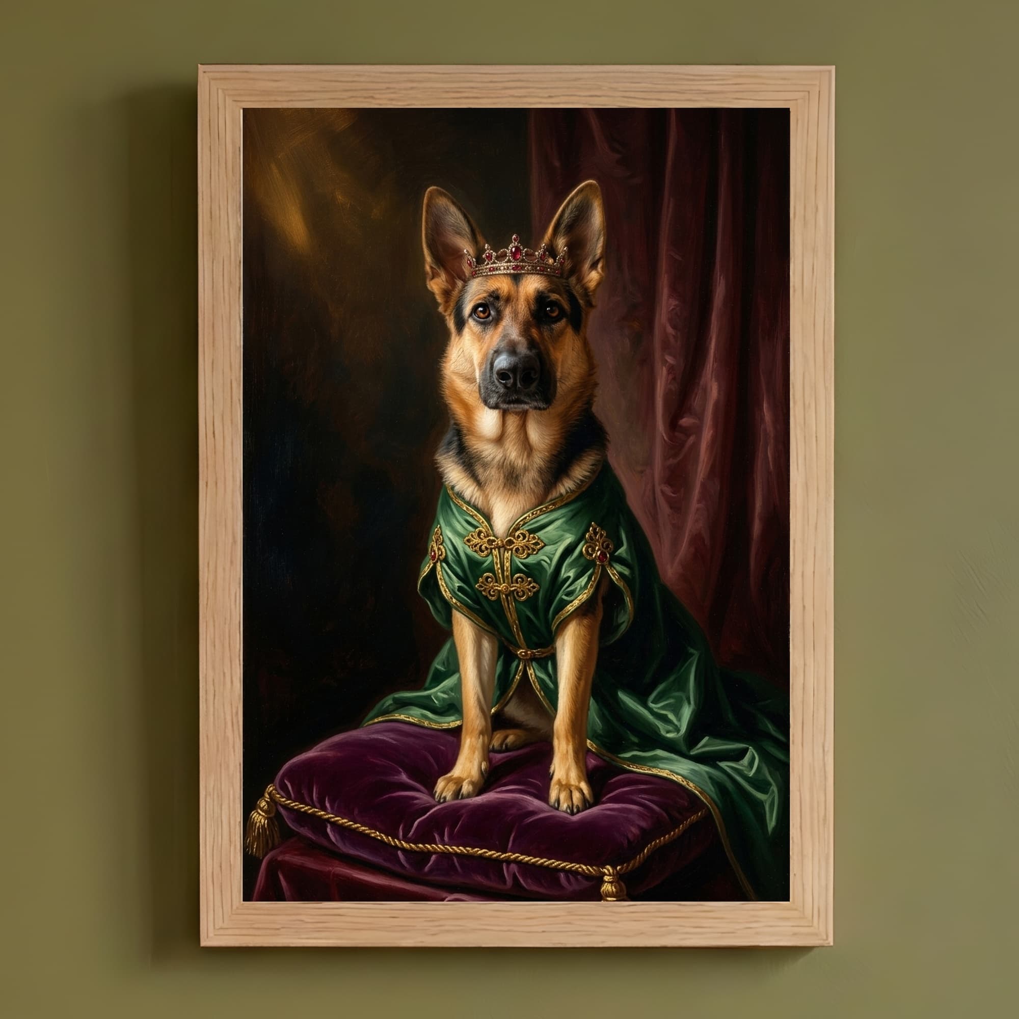 German shepherd Renaissance Portrait Framed Art Print (A4)