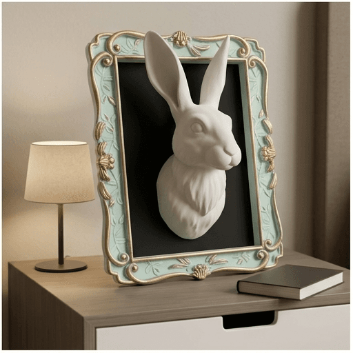 Belgian Hare Renaissance Portrait Wall Relief