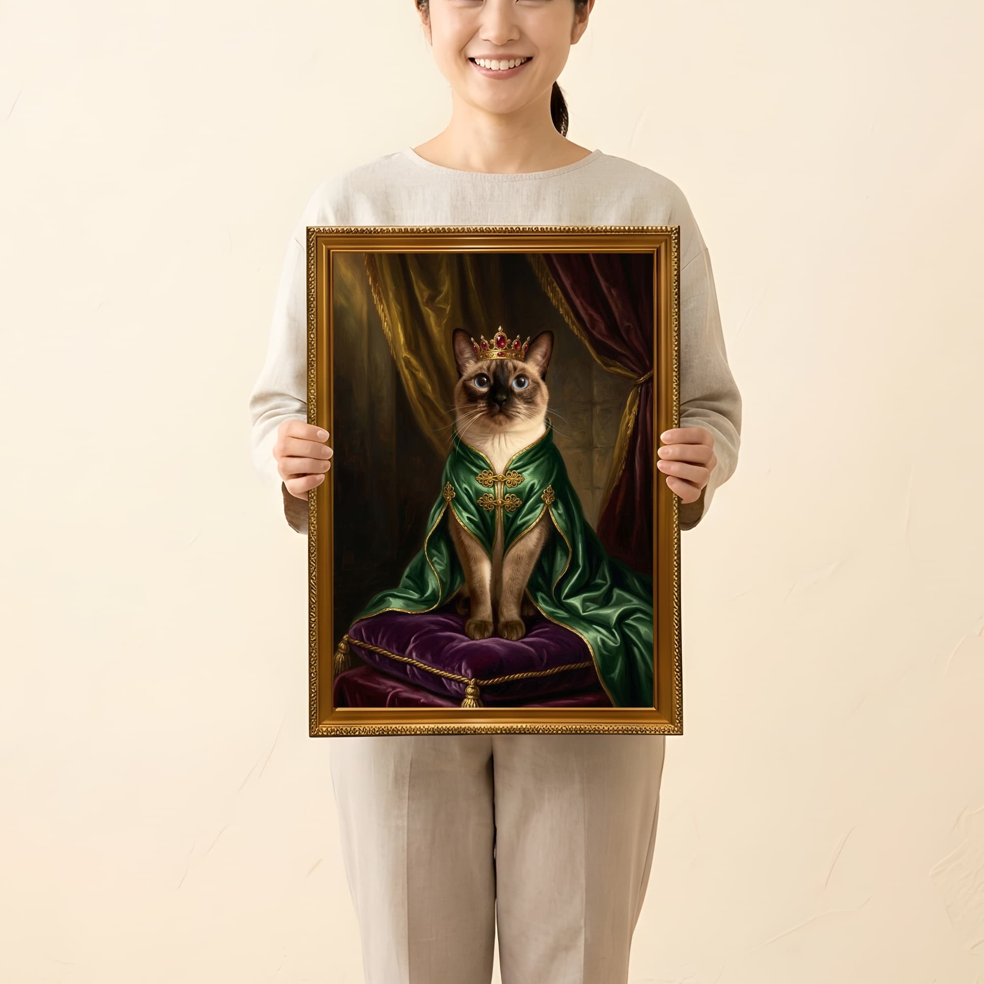 シャム猫のルネサンス肖像画額装プリント(A3サイズ) 2
