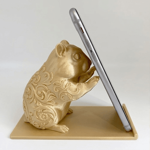 キャンベルハムスターのルネサンス肖像画スマホスタンド(シルクゴールド)
