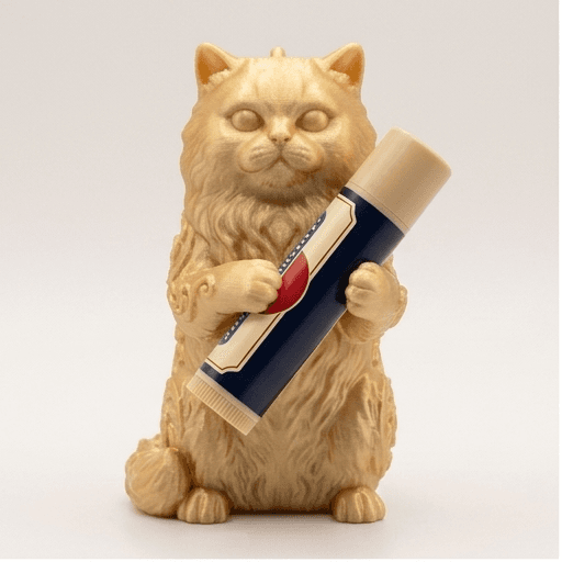 ペルシャ猫のルネサンス肖像画リップケース(シルクゴールド)