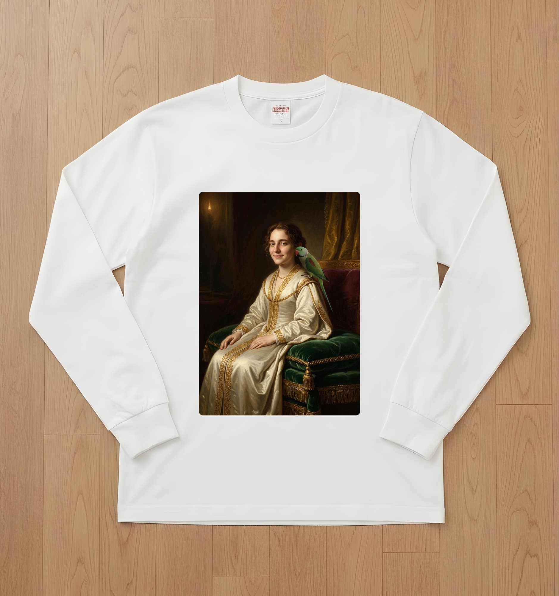 Derbyan Parakeet Renaissance Portrait Long Sleeve T-Shirt (White)