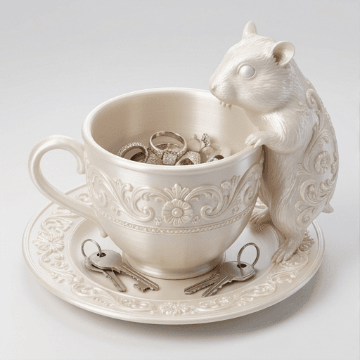 Djungarian hamster Renaissance Portrait Trinket Tray (Pearl White)