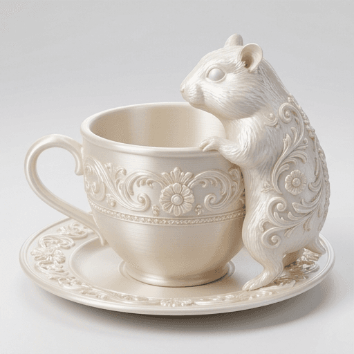 Djungarian hamster Renaissance Portrait Trinket Tray (Pearl White) 3