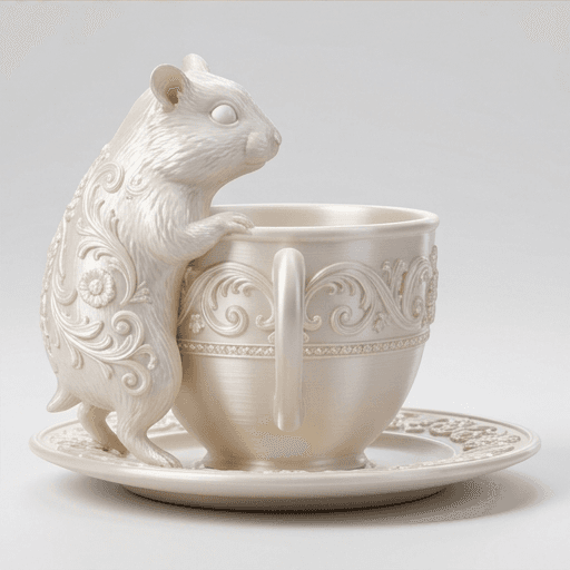 Djungarian hamster Renaissance Portrait Trinket Tray (Pearl White) 4