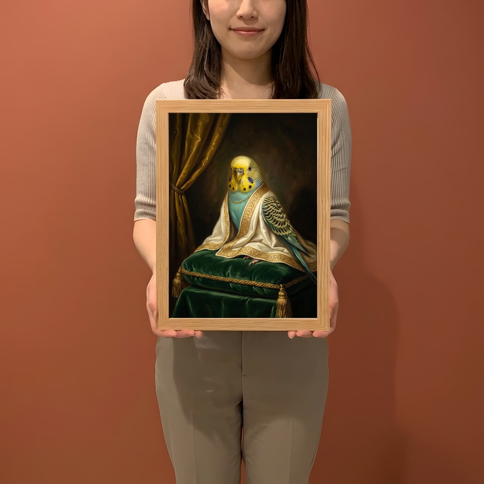 Budgerigar Renaissance Portrait Framed Art Print (A4) 2