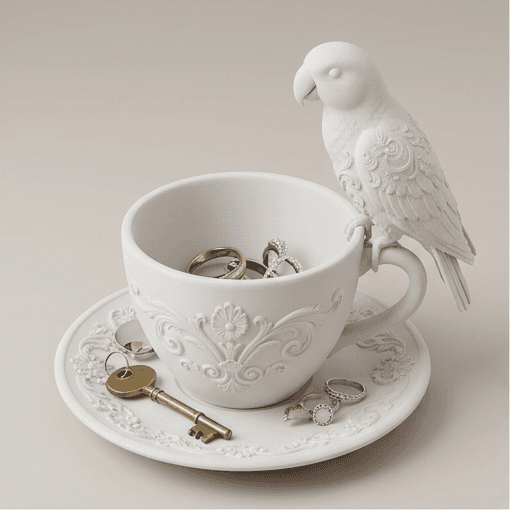オオハナインコのルネサンス肖像画アクセサリートレイ(マットホワイト)