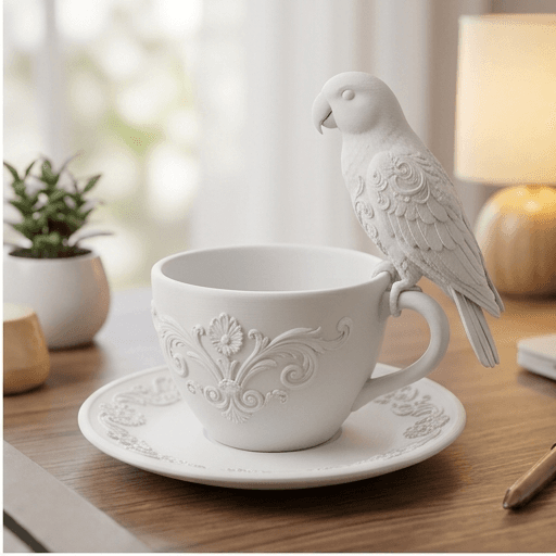 Eclectus Parrot Renaissance Portrait Trinket Tray (Matte White) 2