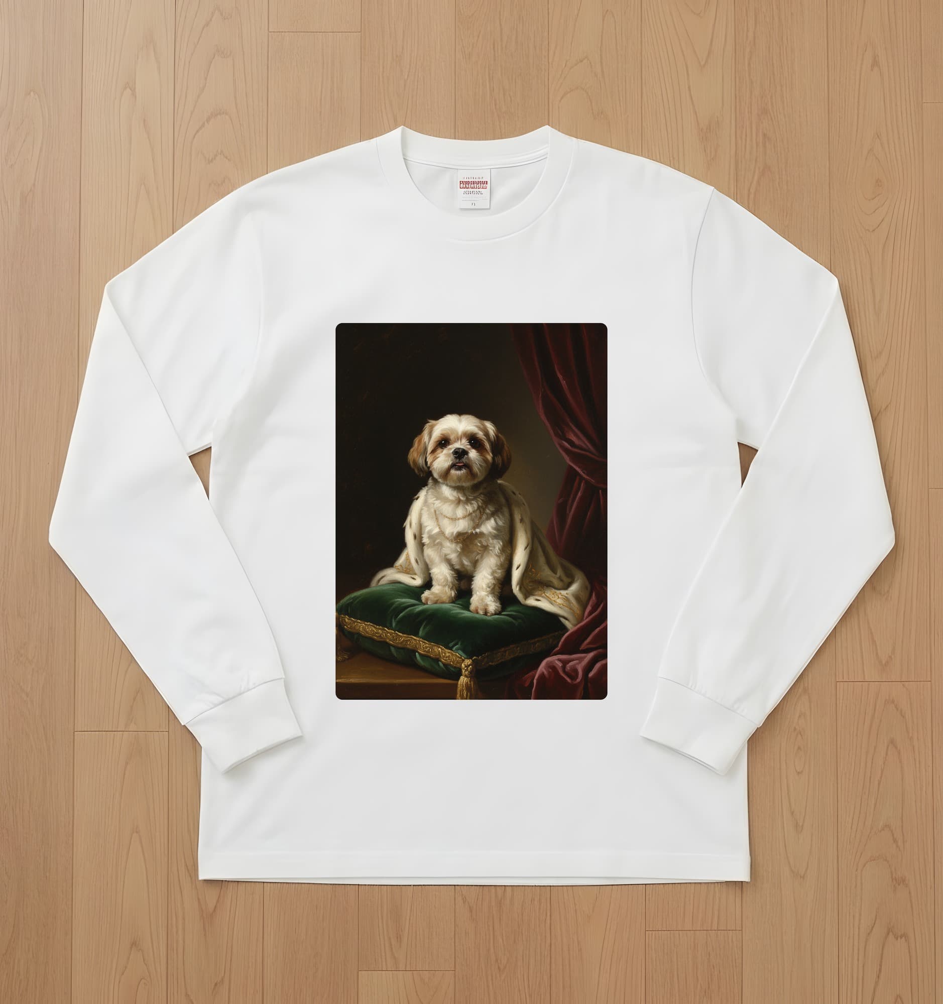 Shih Tzu Renaissance Portrait Long Sleeve T-Shirt (White)