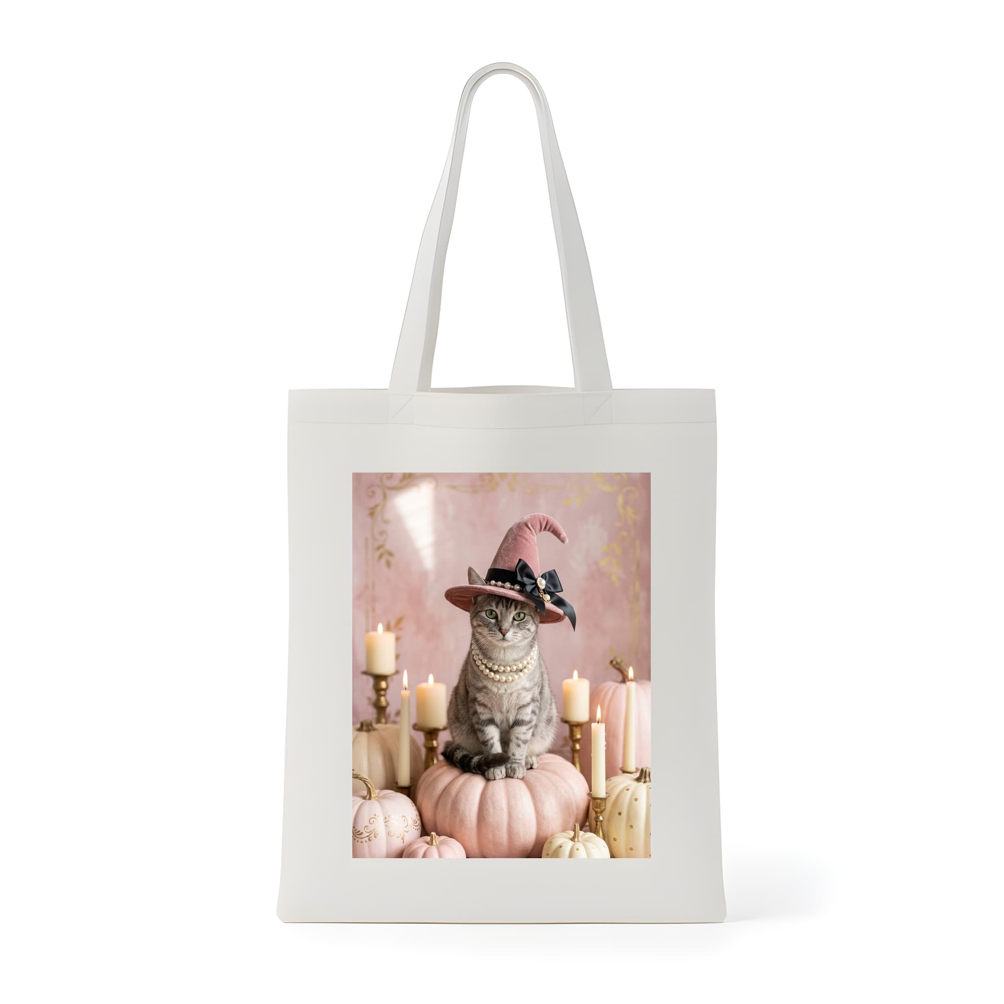 American Shorthair Pumpkin & Candlelight Oil-Painting Halloween Tote Bag