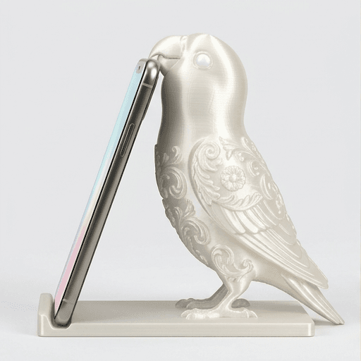 コザクラインコのルネサンス肖像画スマホスタンド(シルクホワイト)