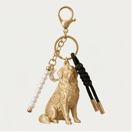 Bernese mountain dog Renaissance Portrait Keychain (Silky Gold)