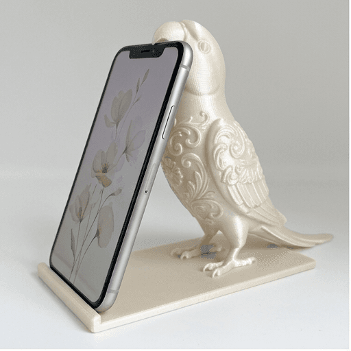 インドオオハナインコのルネサンス肖像画スマホスタンド(シルクホワイト)