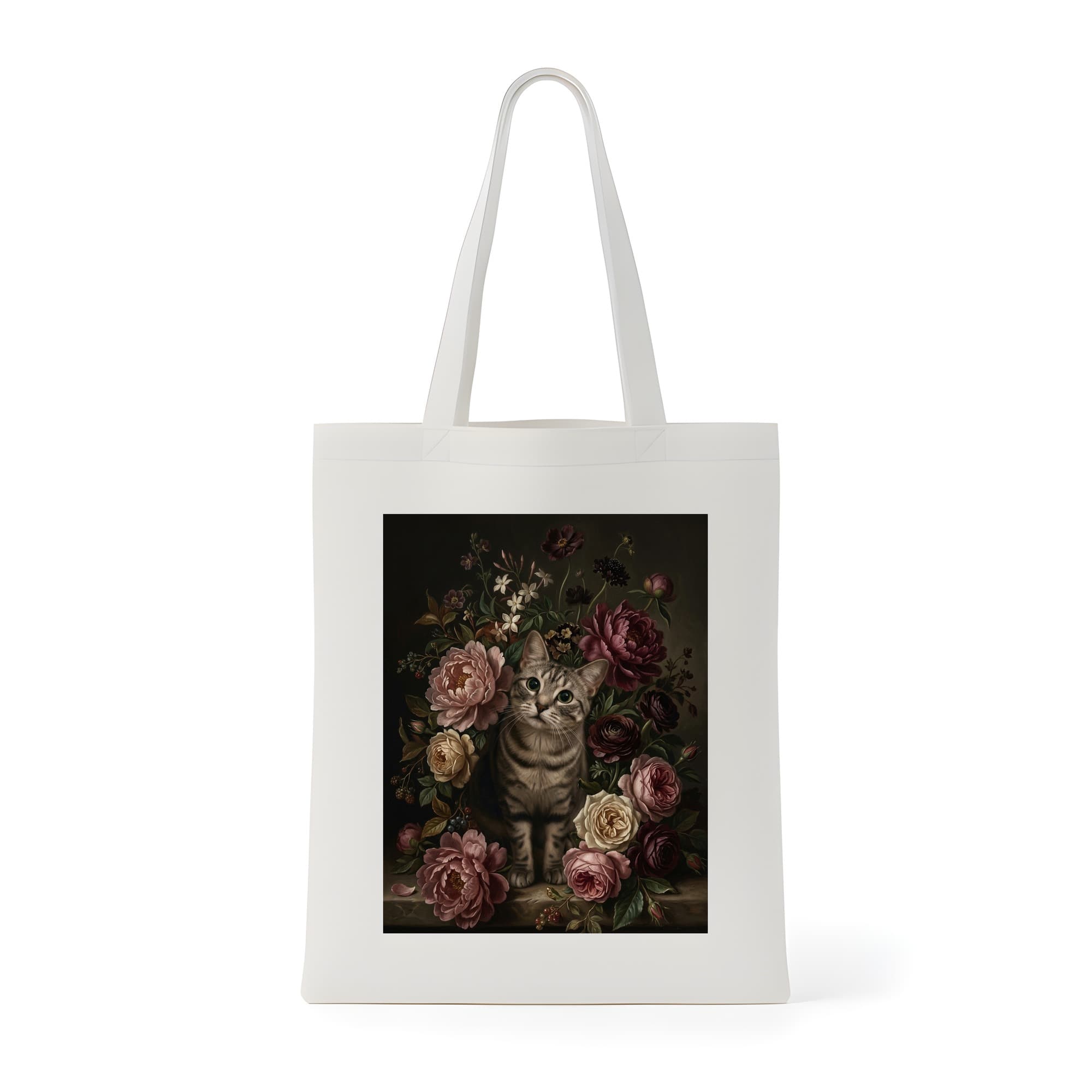American Shorthair Floral Oil-Painting Floral Tote Bag