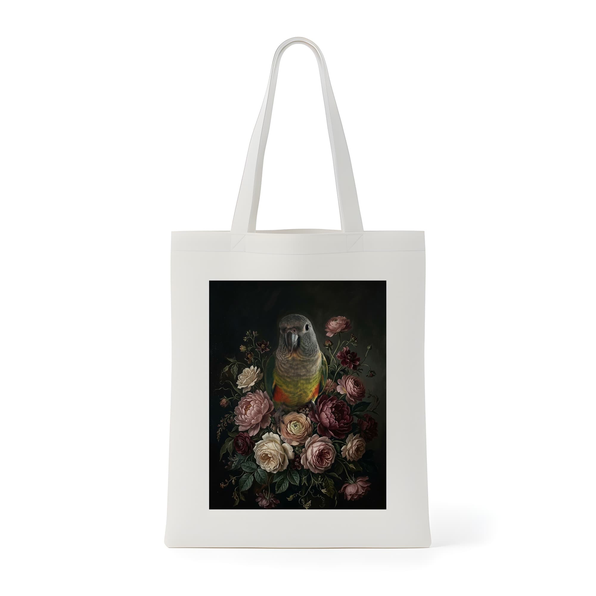 Red-bellied Parrot Floral Oil-Painting Floral Tote Bag
