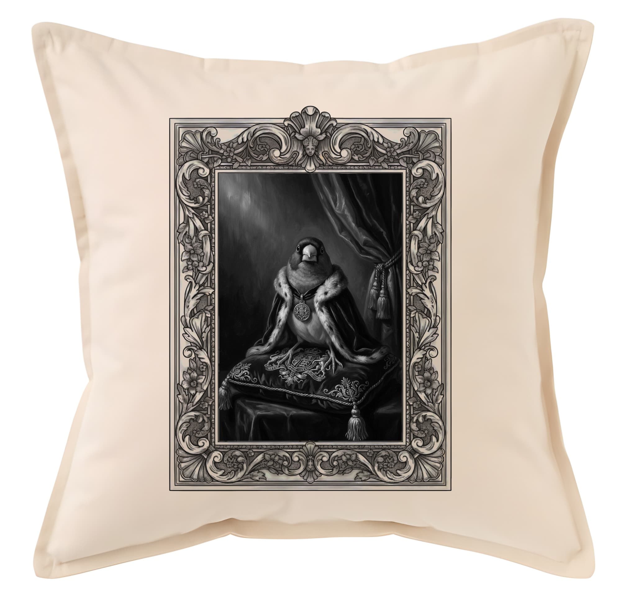 Gouldian finch Renaissance Portrait Throw Cushion (Framed Design)