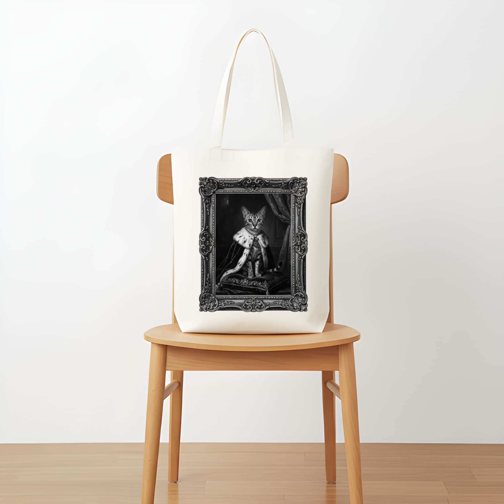 エジプシャンマウのルネサンス肖像画トートバッグ(モノクロプリント・額縁デザインあり) 5